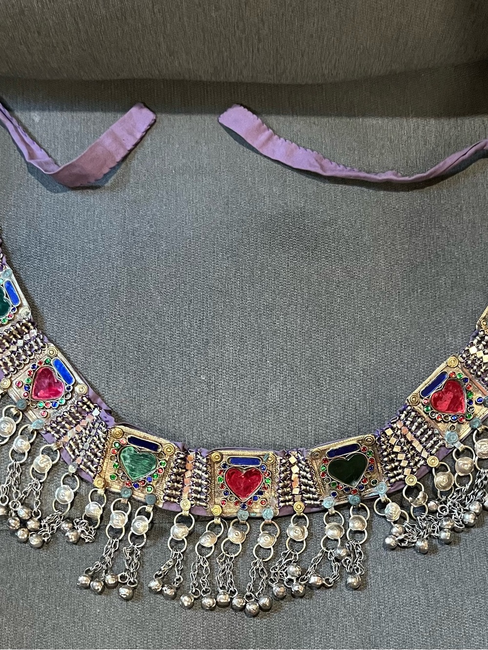 Vintage Afghan Kuchi Tribal Belt — Multicolor Glass Stone Belly Dance Hip Belt